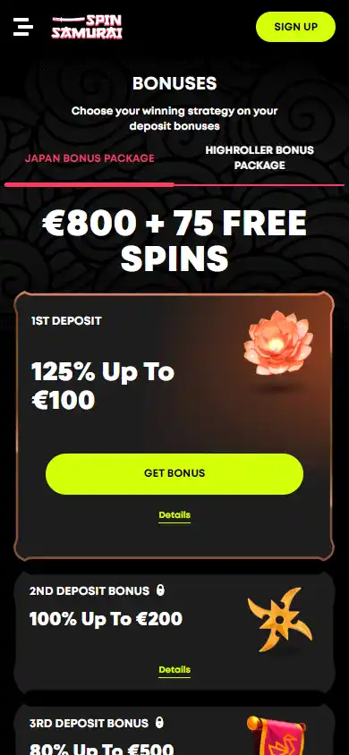 Spin Samurai Casino screenshot 6
