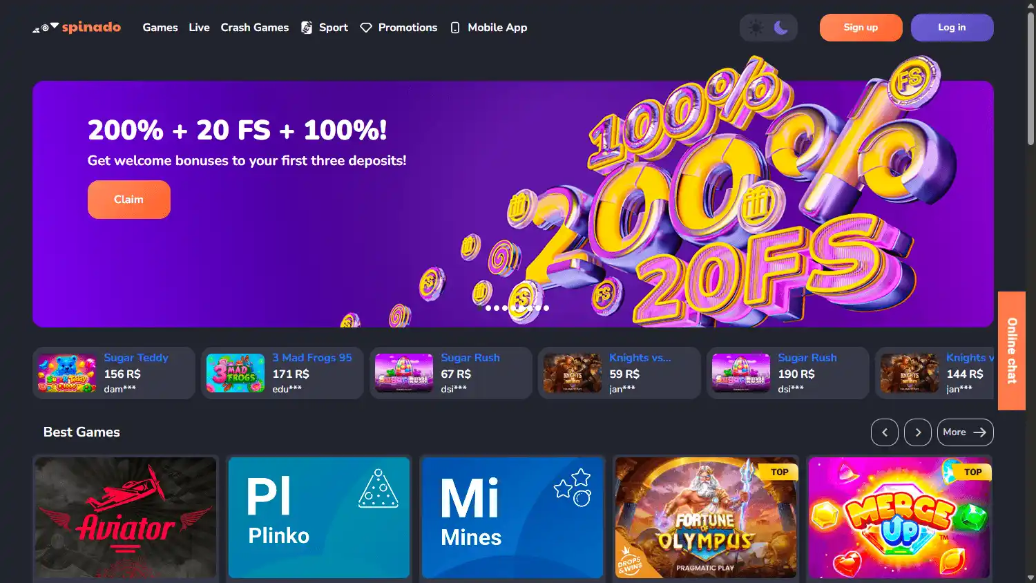 Spinado Casino screenshot 1