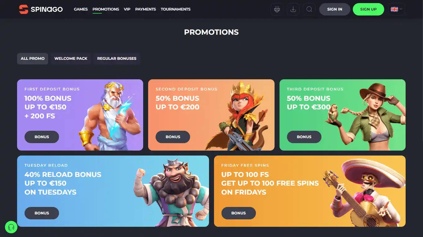 Spinago Casino screenshot 3