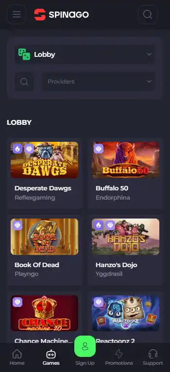 Spinago Casino screenshot 5
