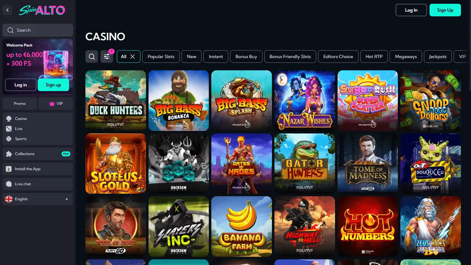 Spinalto Casino screenshot 2