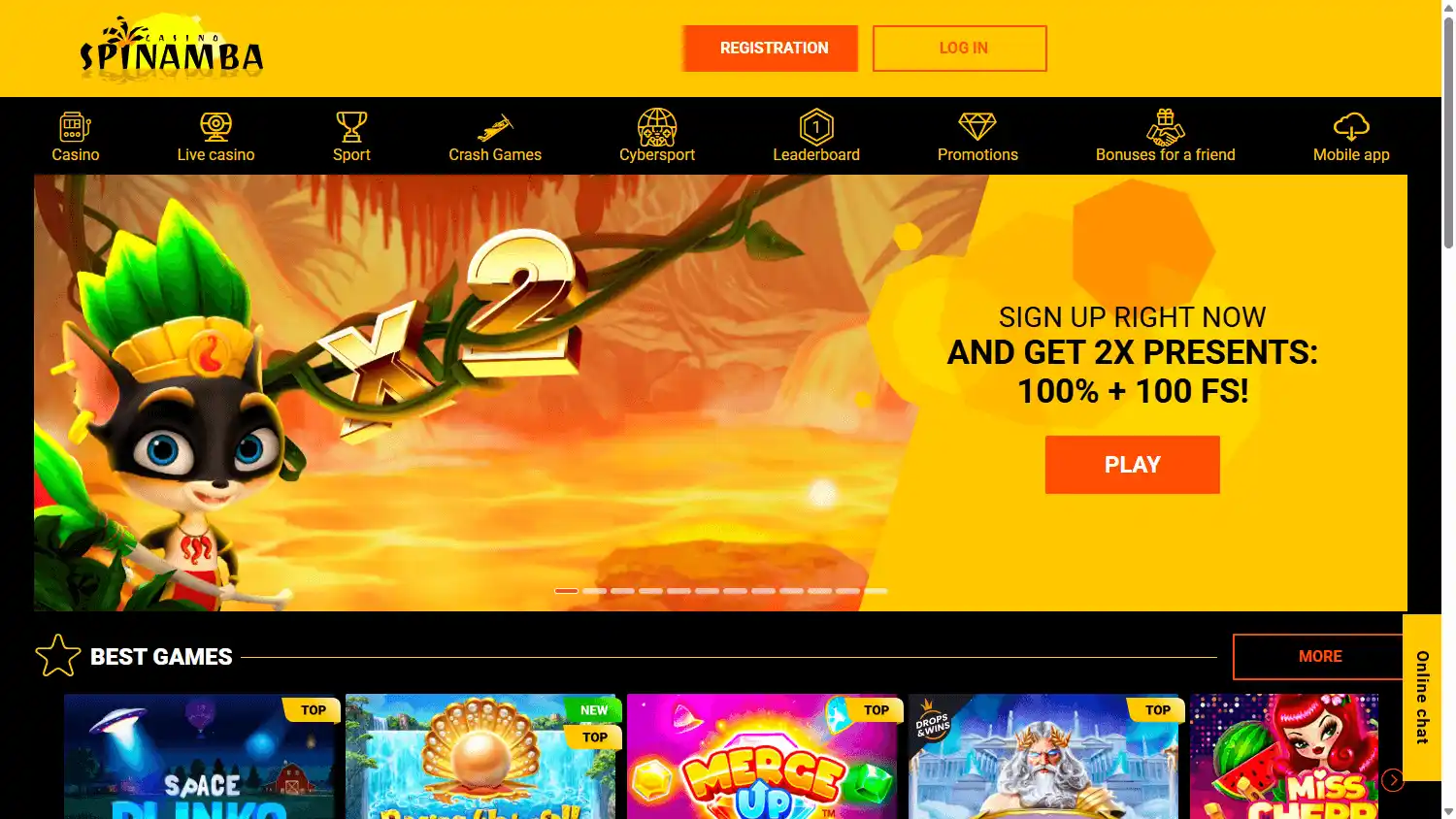 Spinamba Casino screenshot 1