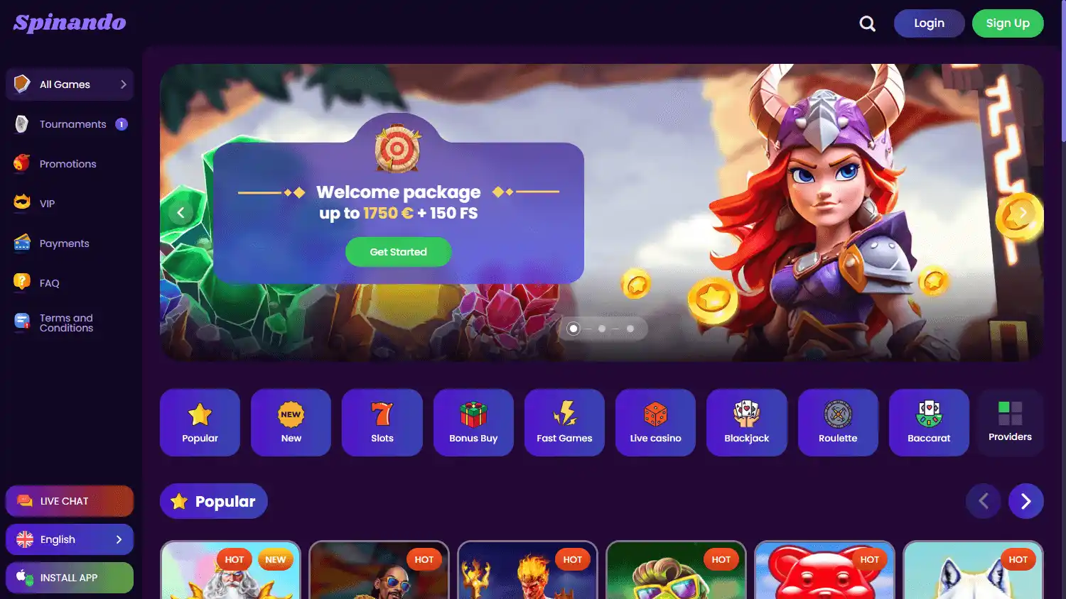 Spinando Casino screenshot 1