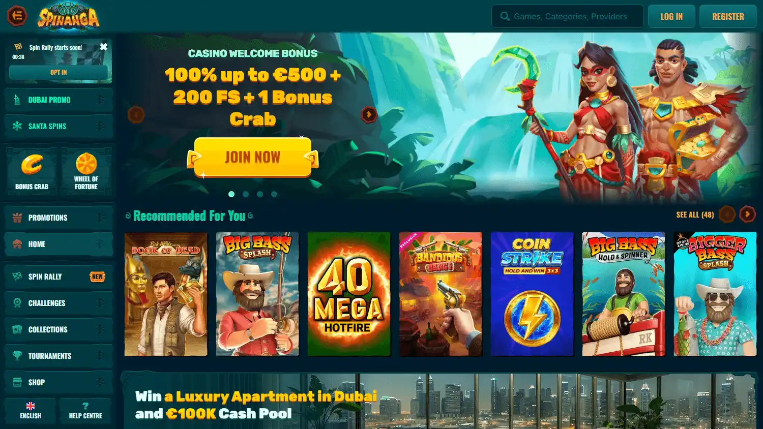Spinanga Casino screenshot 2