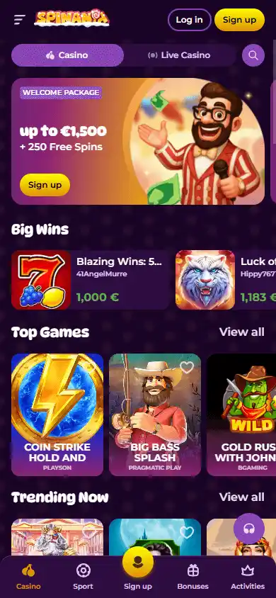 Spinania Casino screenshot 5