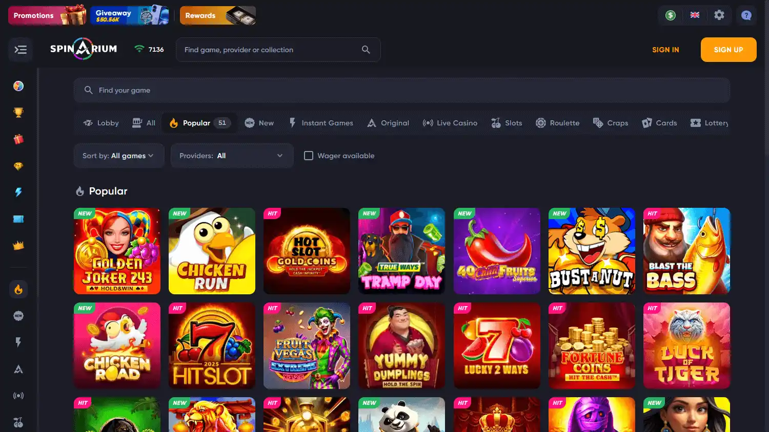 Spinarium Casino screenshot 2