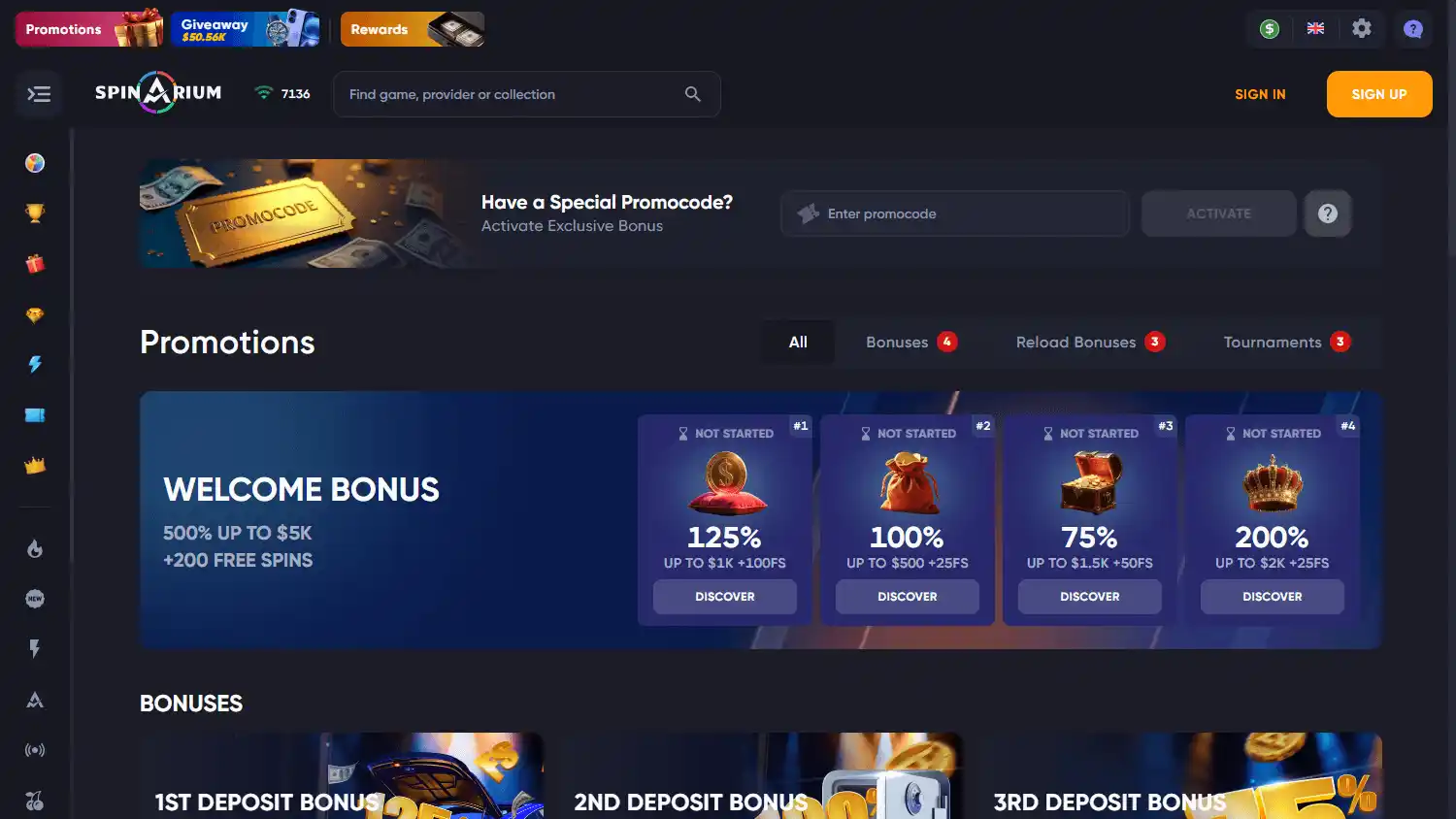 Spinarium Casino screenshot 3