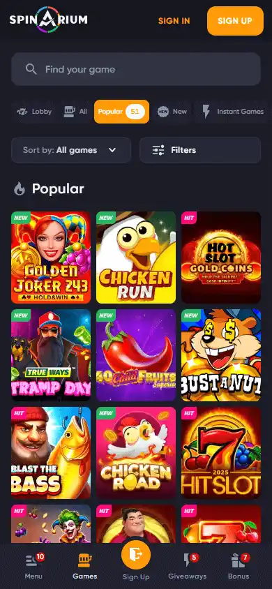 Spinarium Casino screenshot 5
