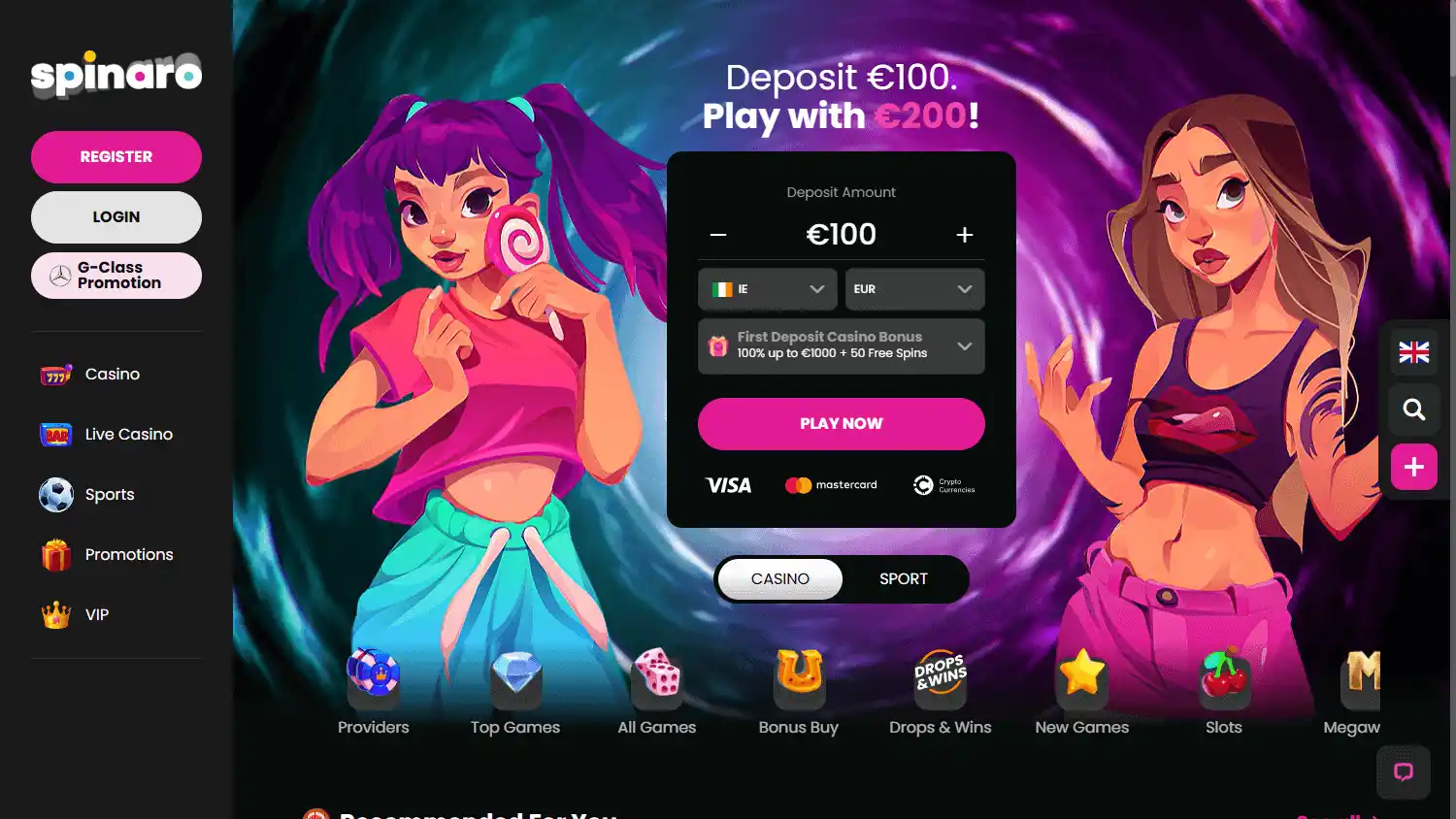 Spinaro Casino screenshot 1