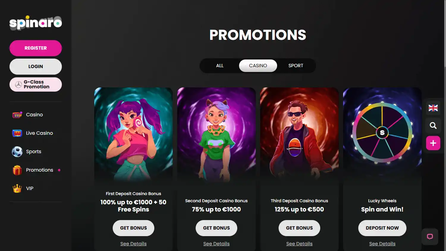Spinaro Casino screenshot 3