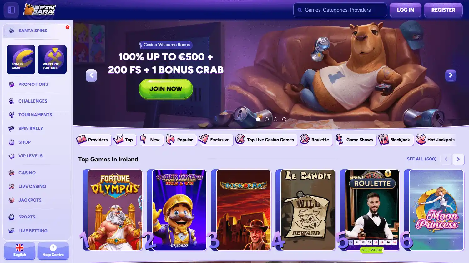 Spinbara Casino screenshot 1