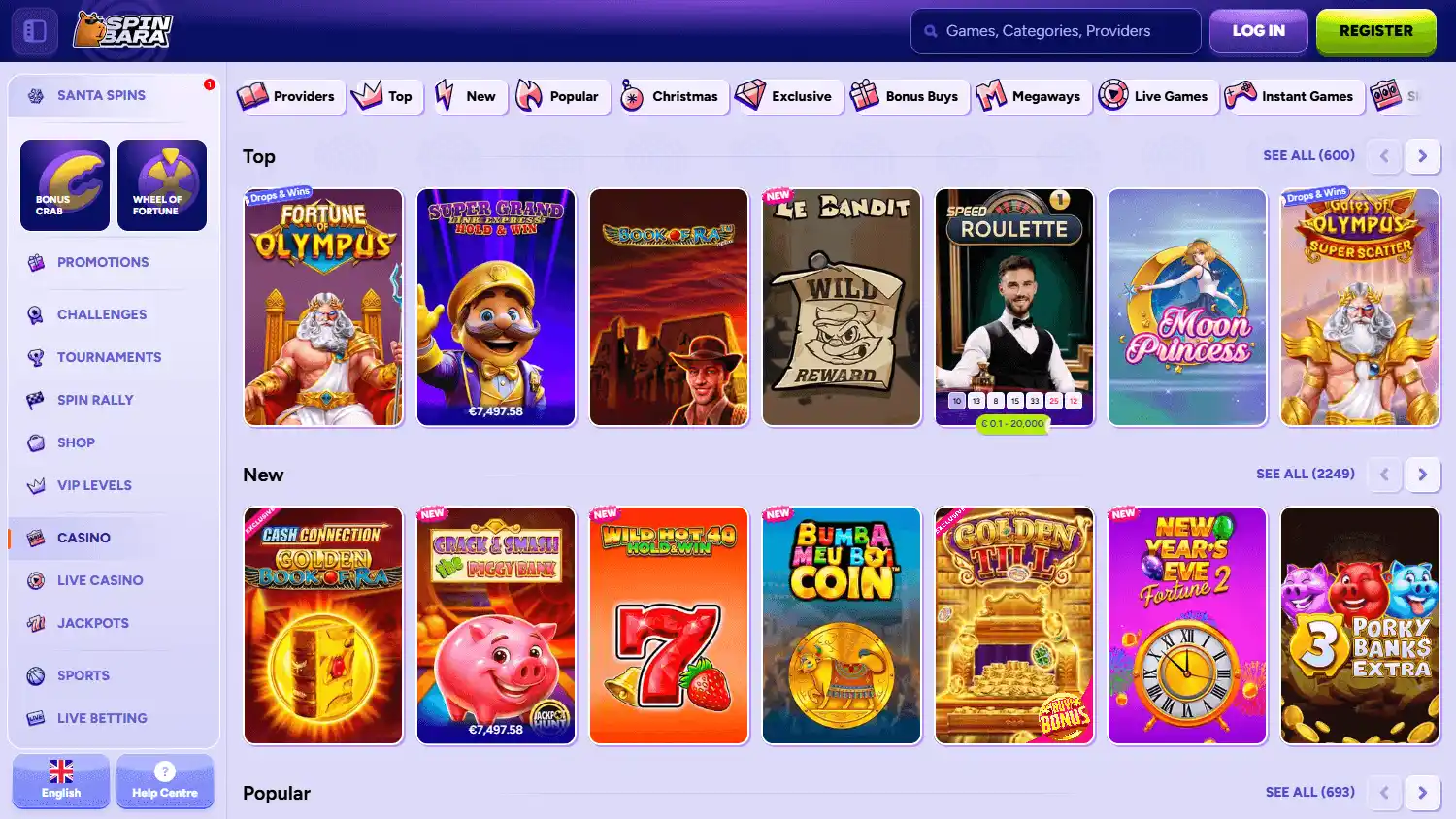 Spinbara Casino screenshot 2