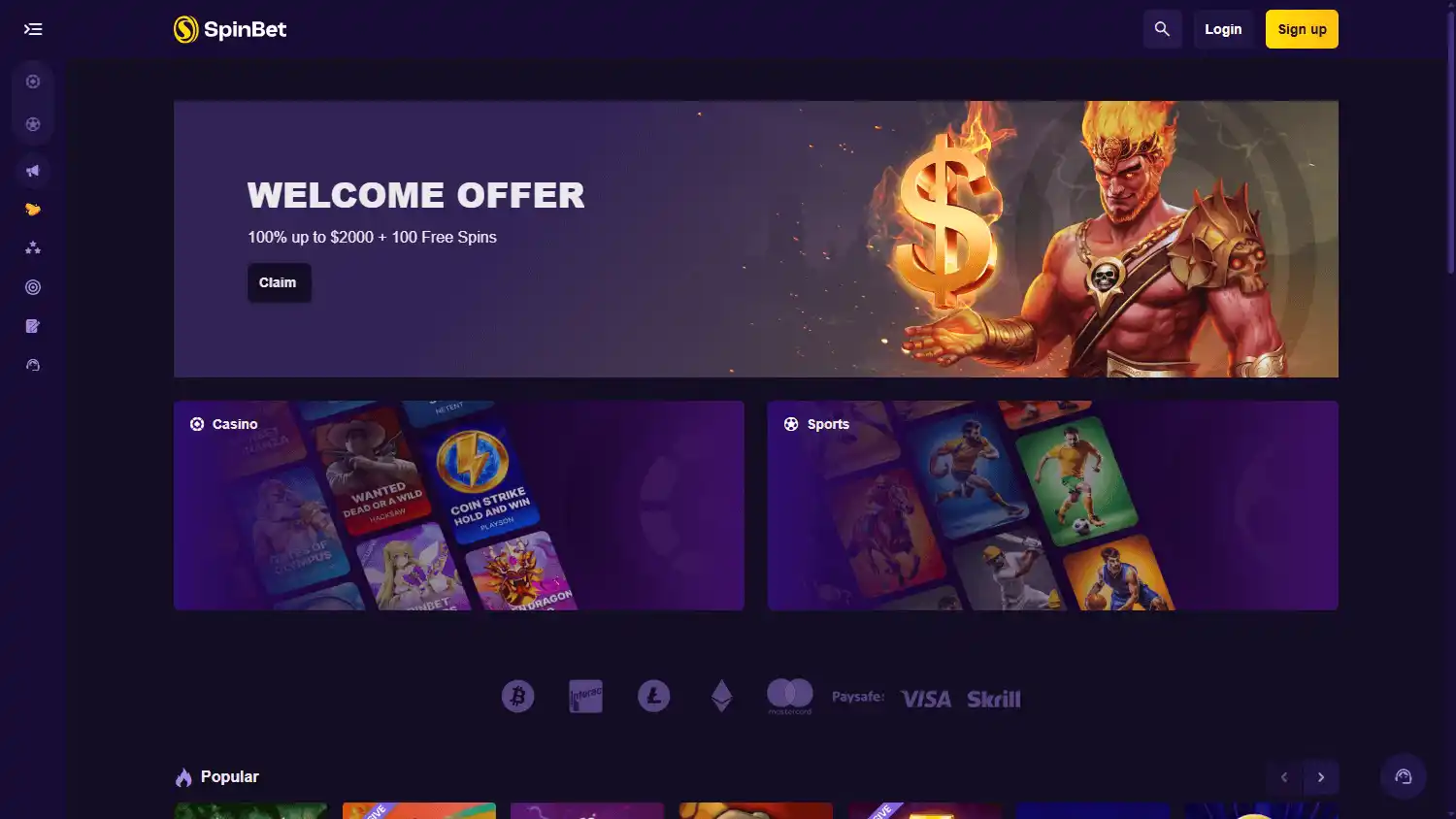 SpinBet Casino screenshot 1