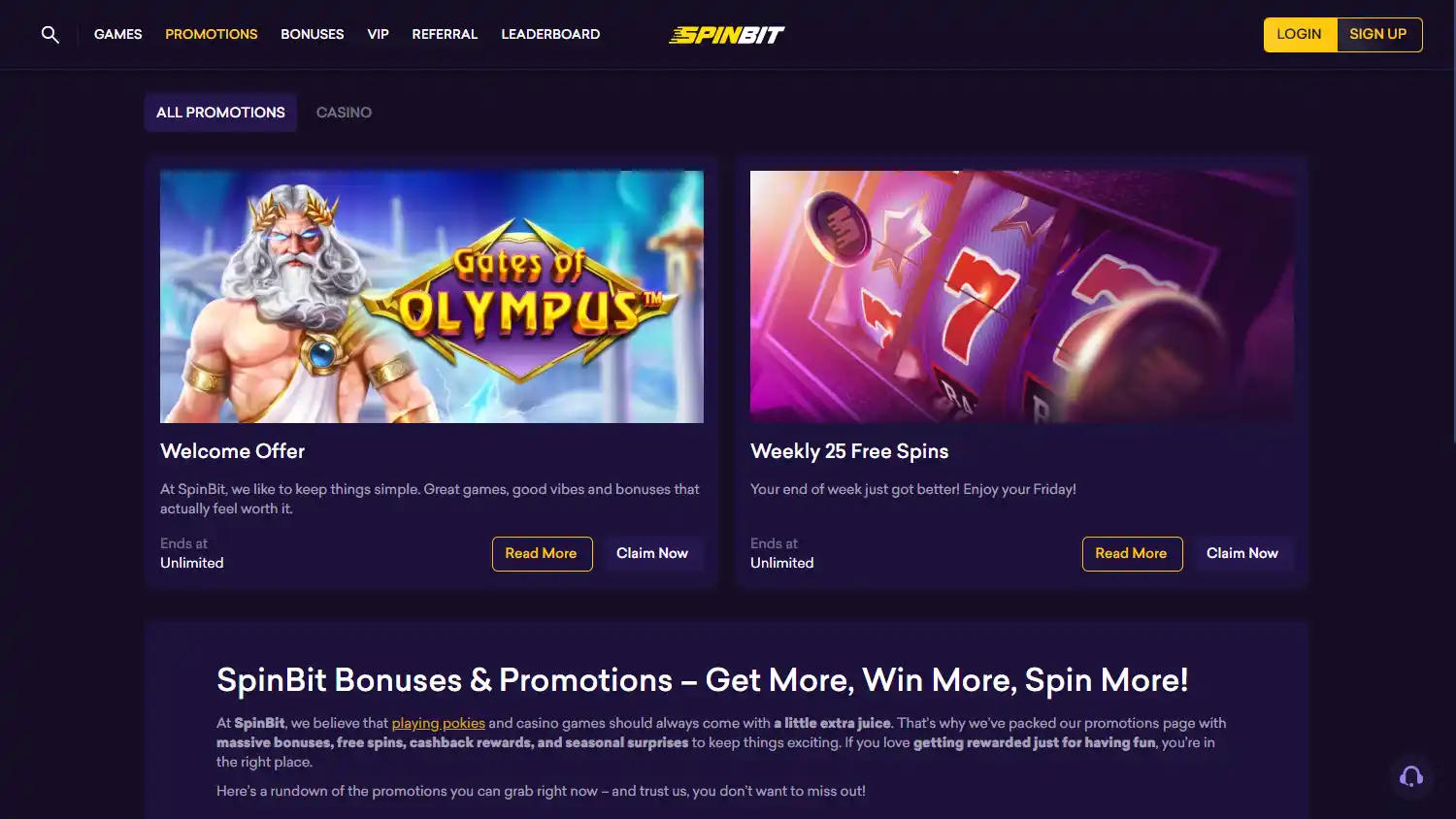 SpinBit Casino screenshot 3