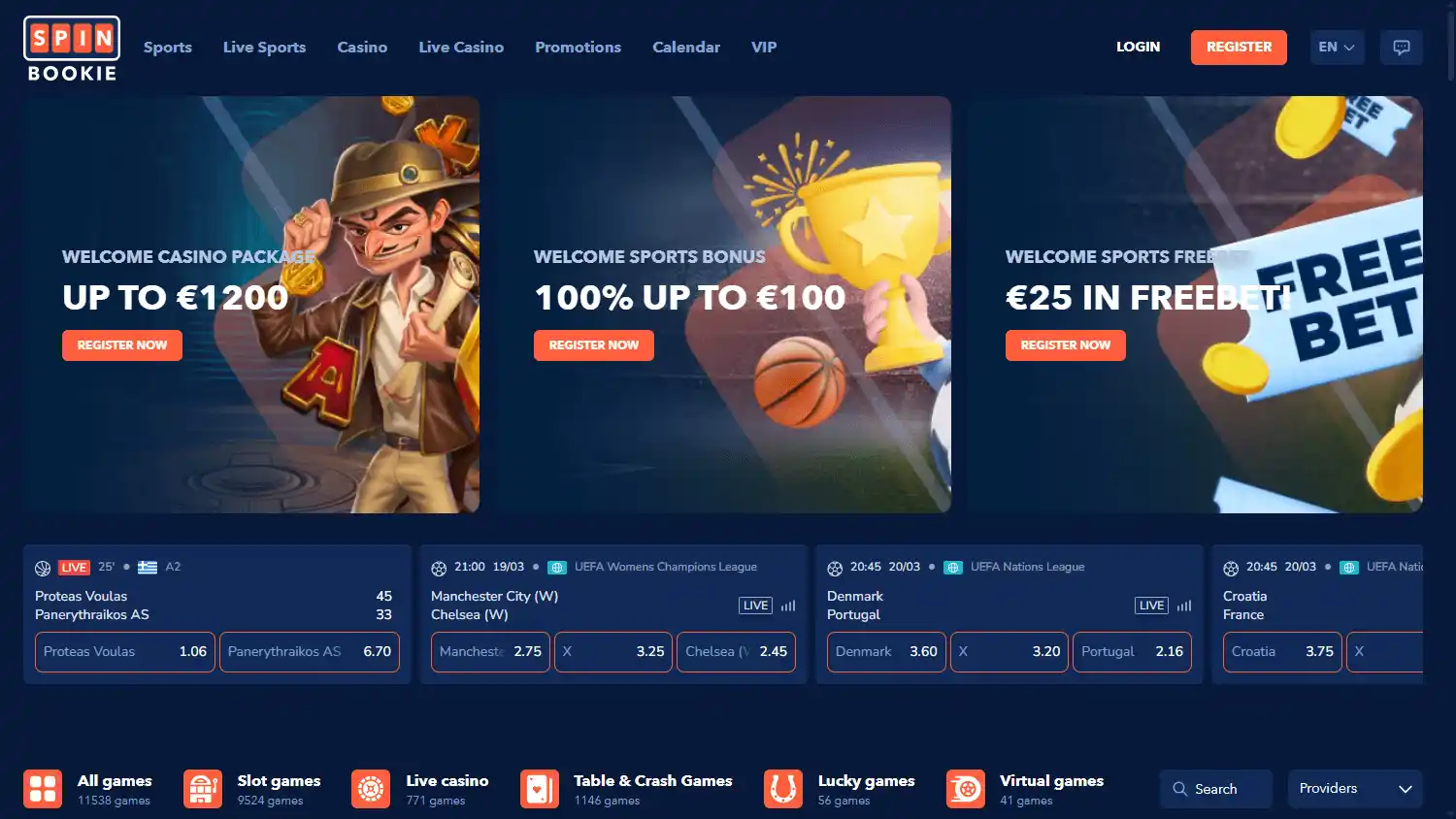 Spinbookie Casino screenshot 1