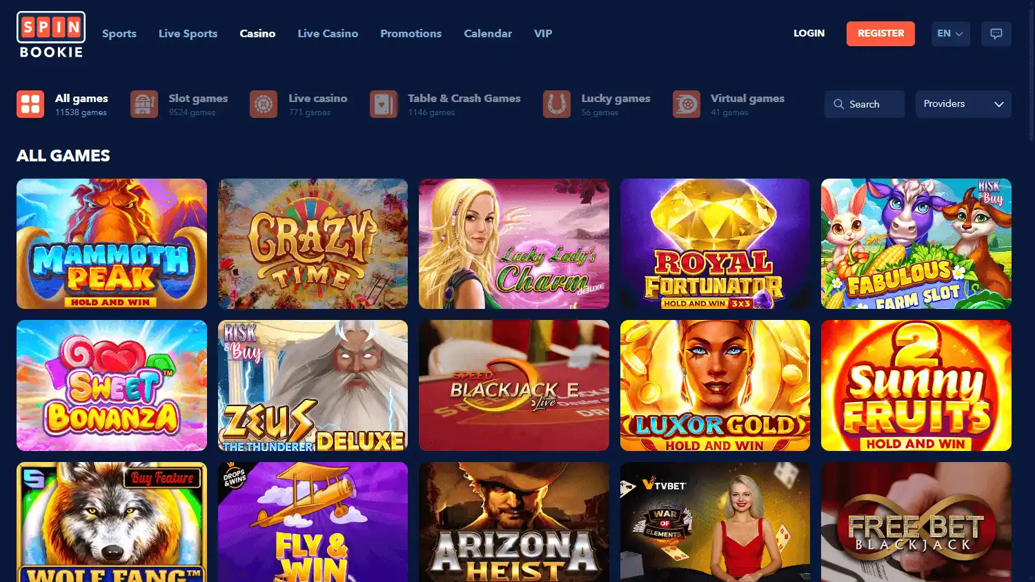 Spinbookie Casino screenshot 2