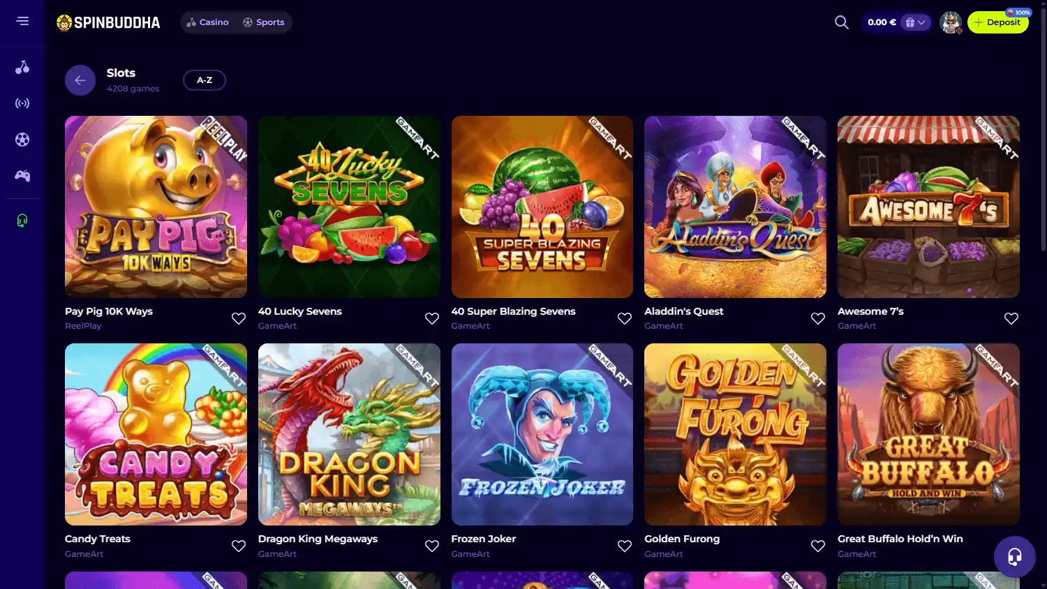 Spinbuddha Casino screenshot 2