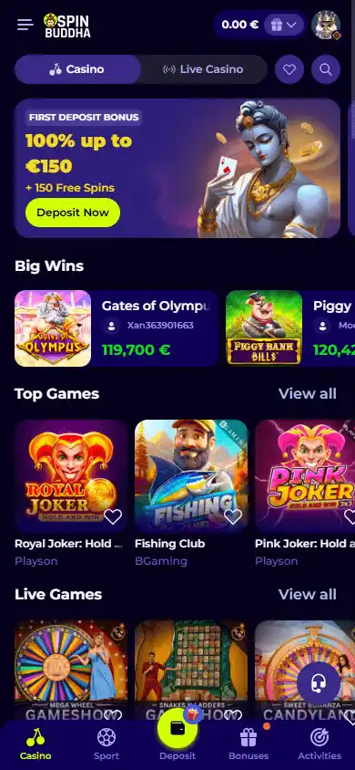 Spinbuddha Casino screenshot 4