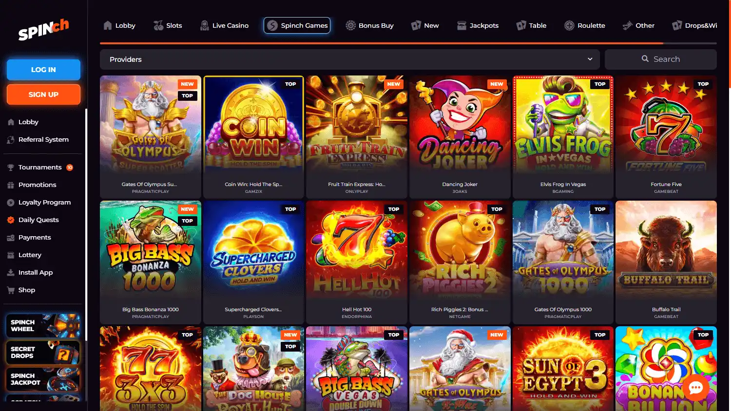 Spinch Casino screenshot 2