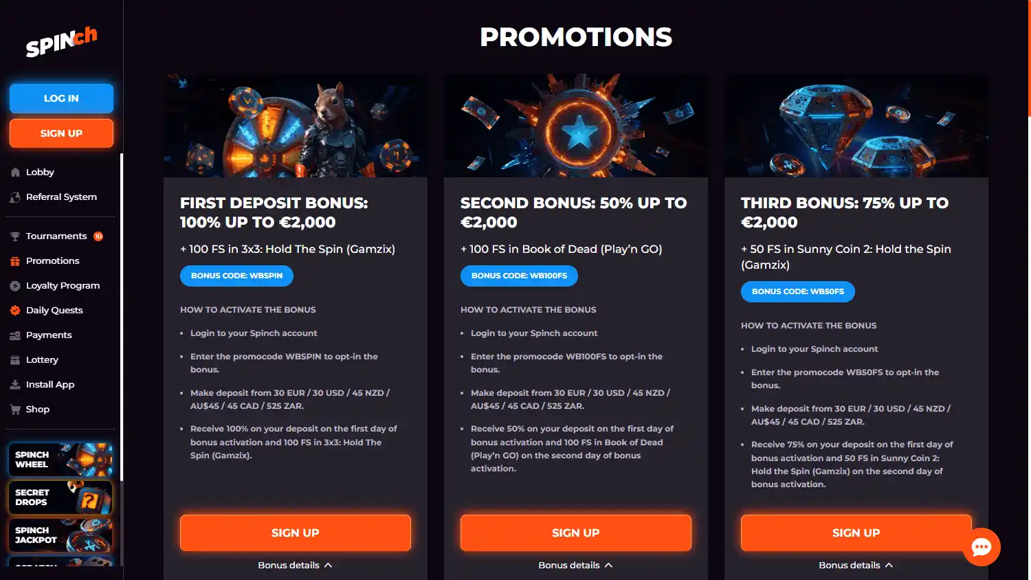Spinch Casino screenshot 3