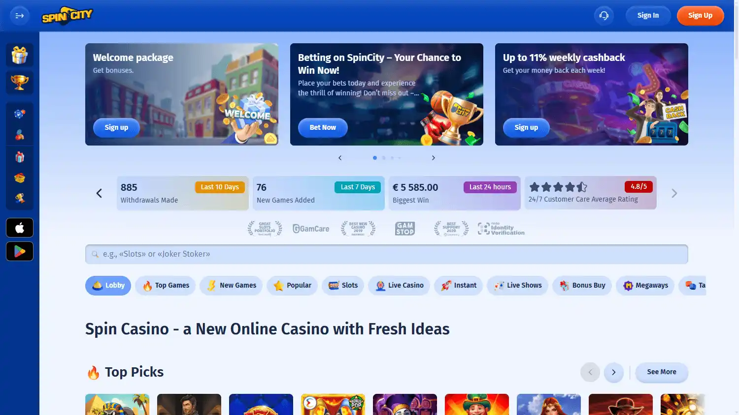 SpinCity Casino screenshot 2