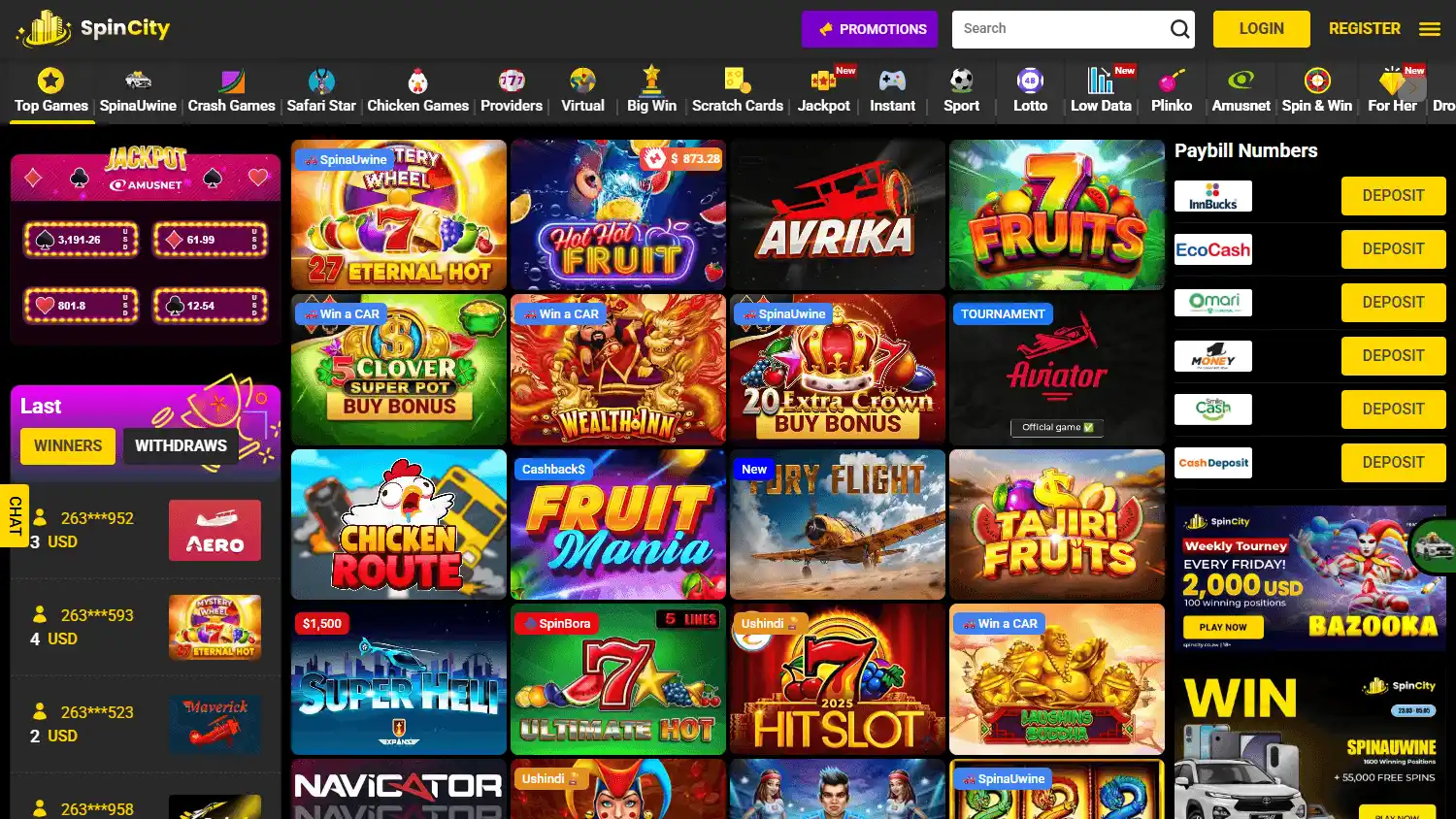 SpinCity Casino ZW screenshot 1