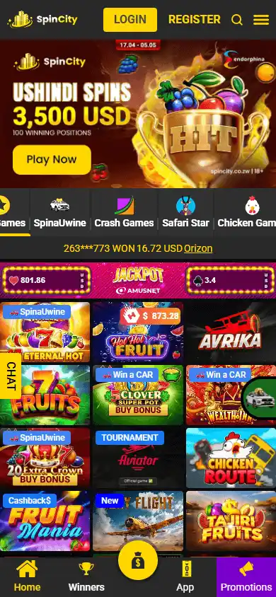 SpinCity Casino ZW screenshot 3