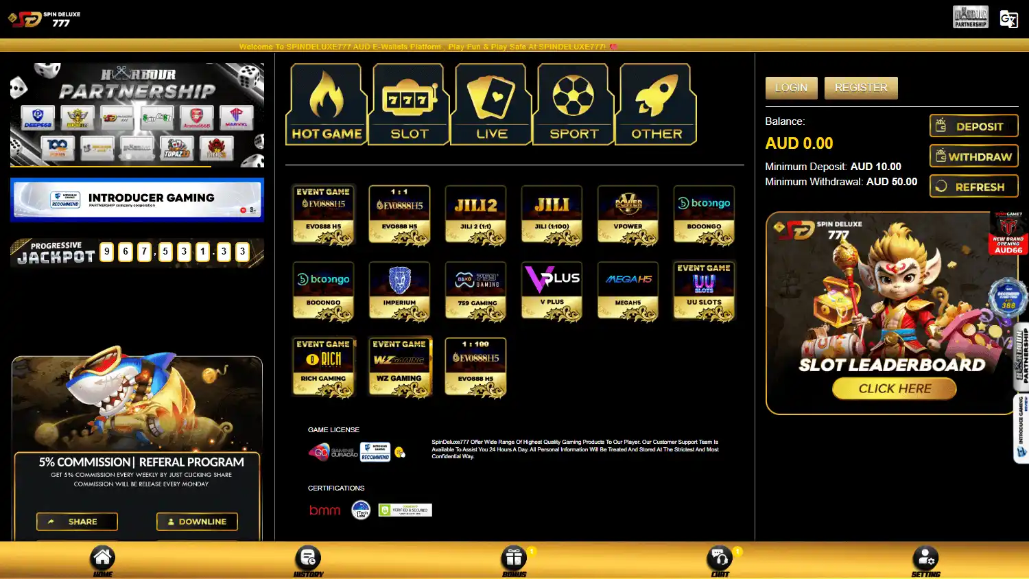 SpinDeluxe777 Casino screenshot 1
