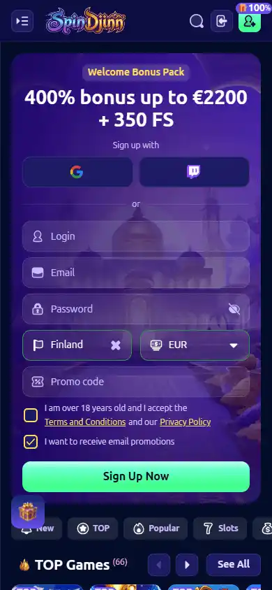 SpinDjinn Casino screenshot 4