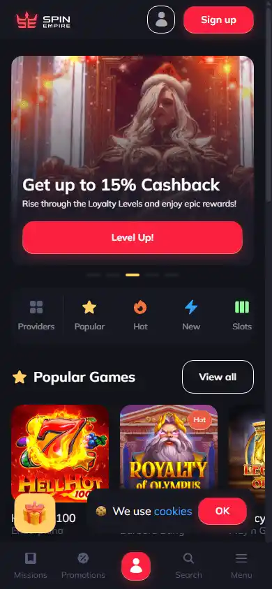 SpinEmpire Casino screenshot 4