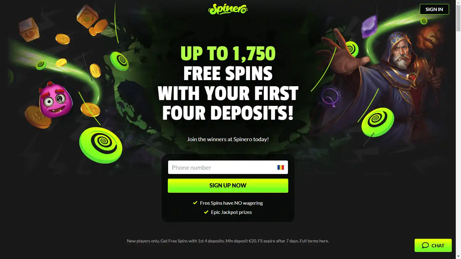 Spinero Casino screenshot 1
