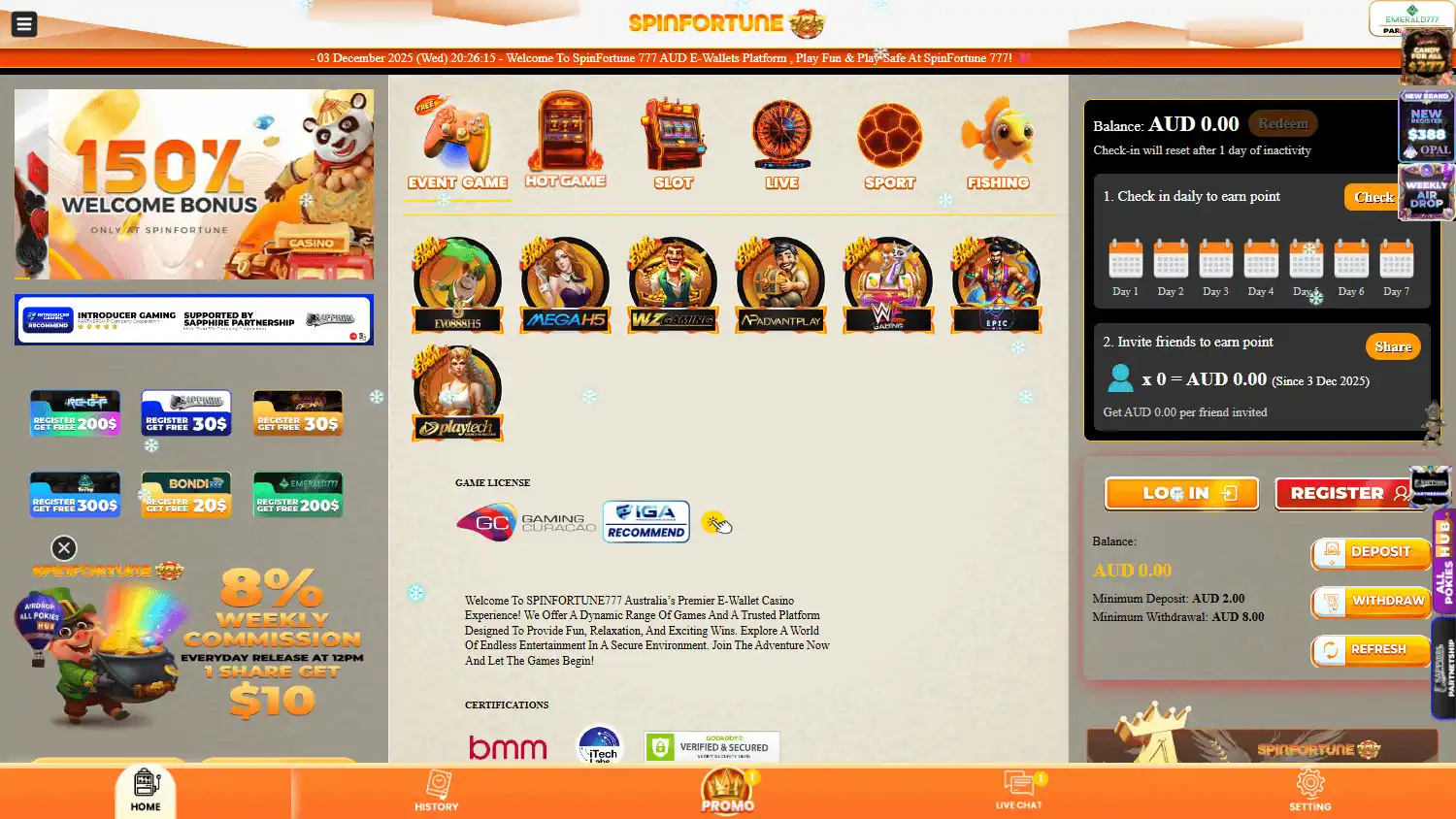 Spinfortune Casino screenshot 1