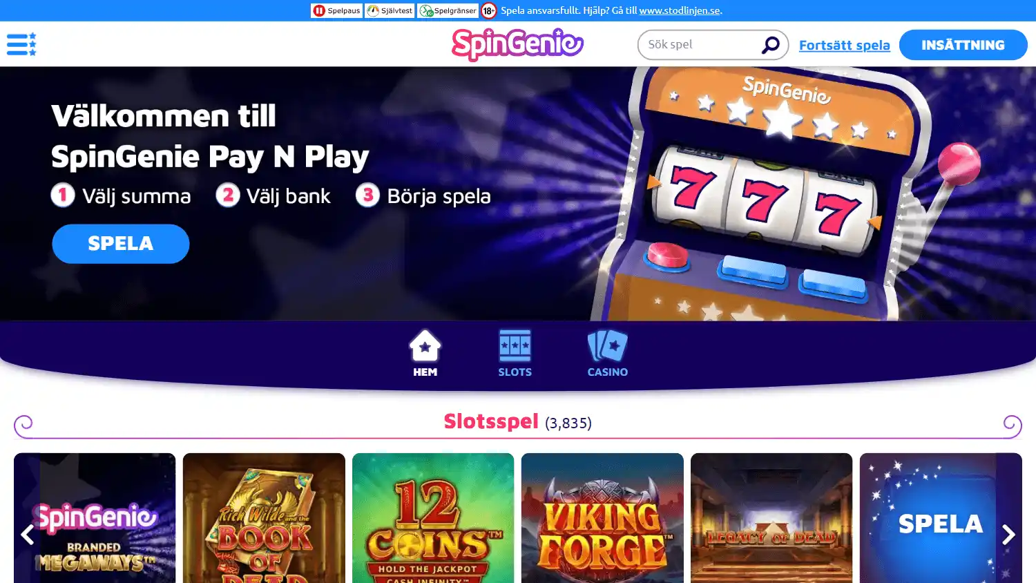 SpinGenie Casino SE screenshot 1