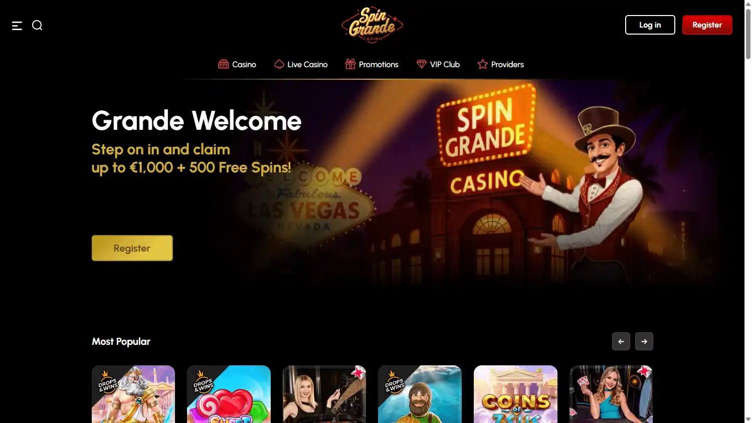 SpinGrande Casino screenshot 1