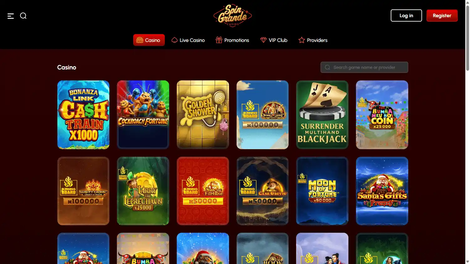 SpinGrande Casino screenshot 2