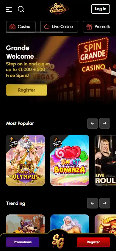 SpinGrande Casino screenshot 4