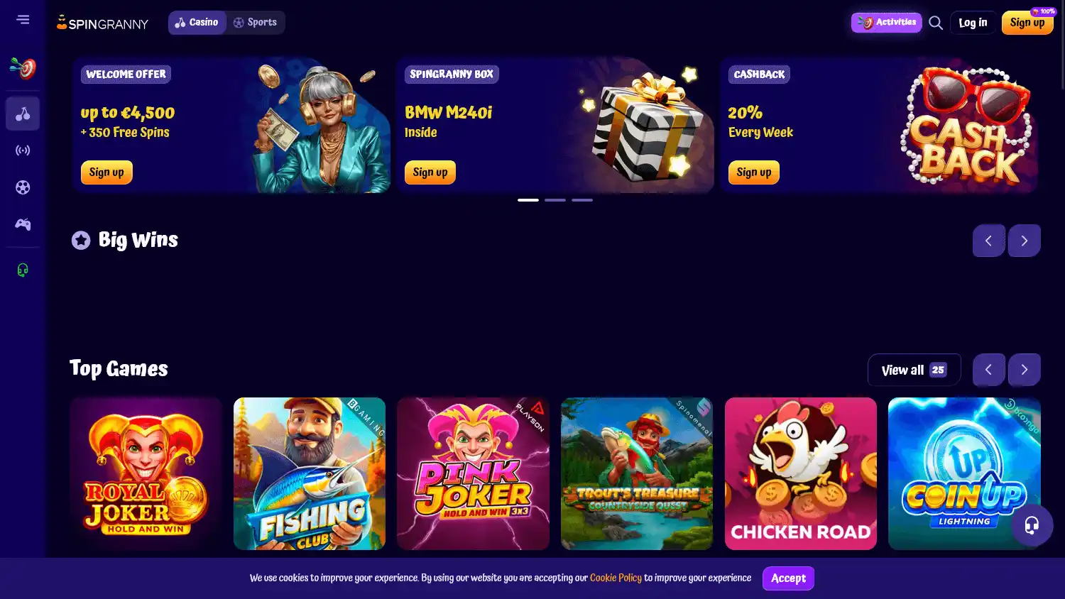 SpinGranny Casino screenshot 2
