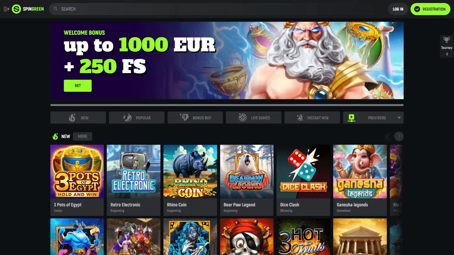SpinGreen Casino screenshot 1
