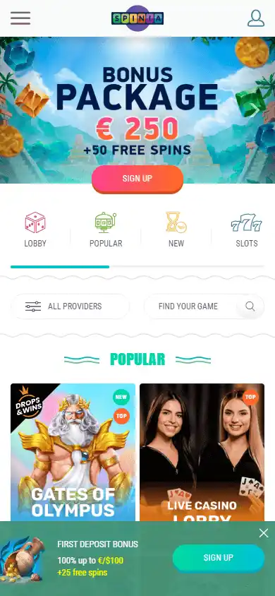 Spinia Casino screenshot 4