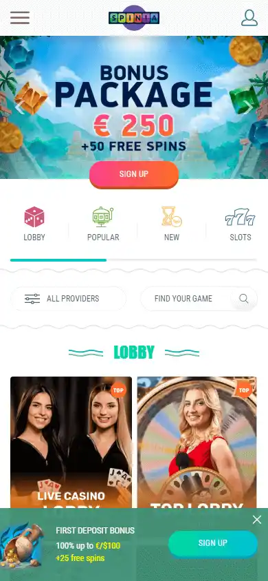 Spinia Casino screenshot 5