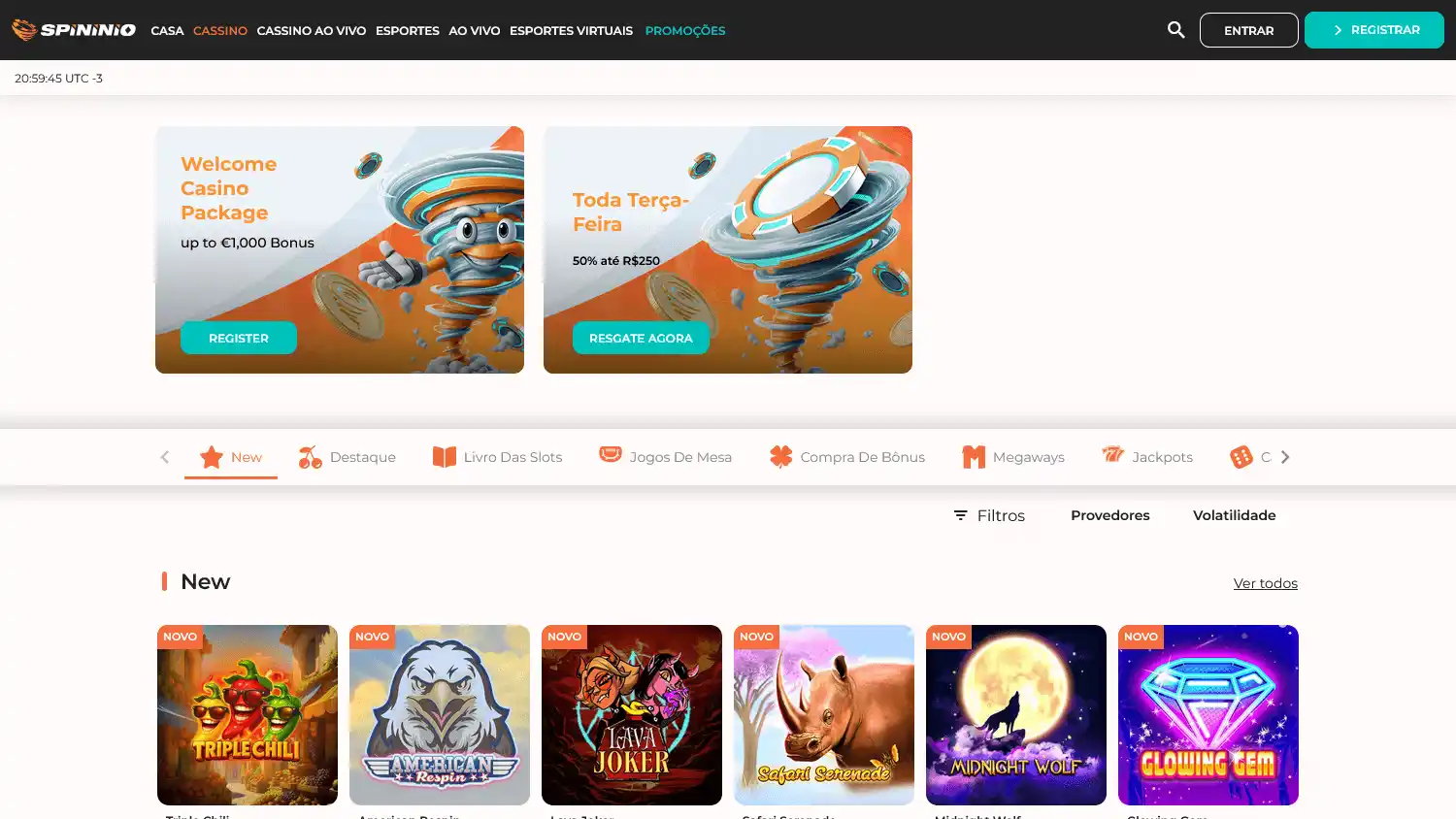 Spininio Casino screenshot 2