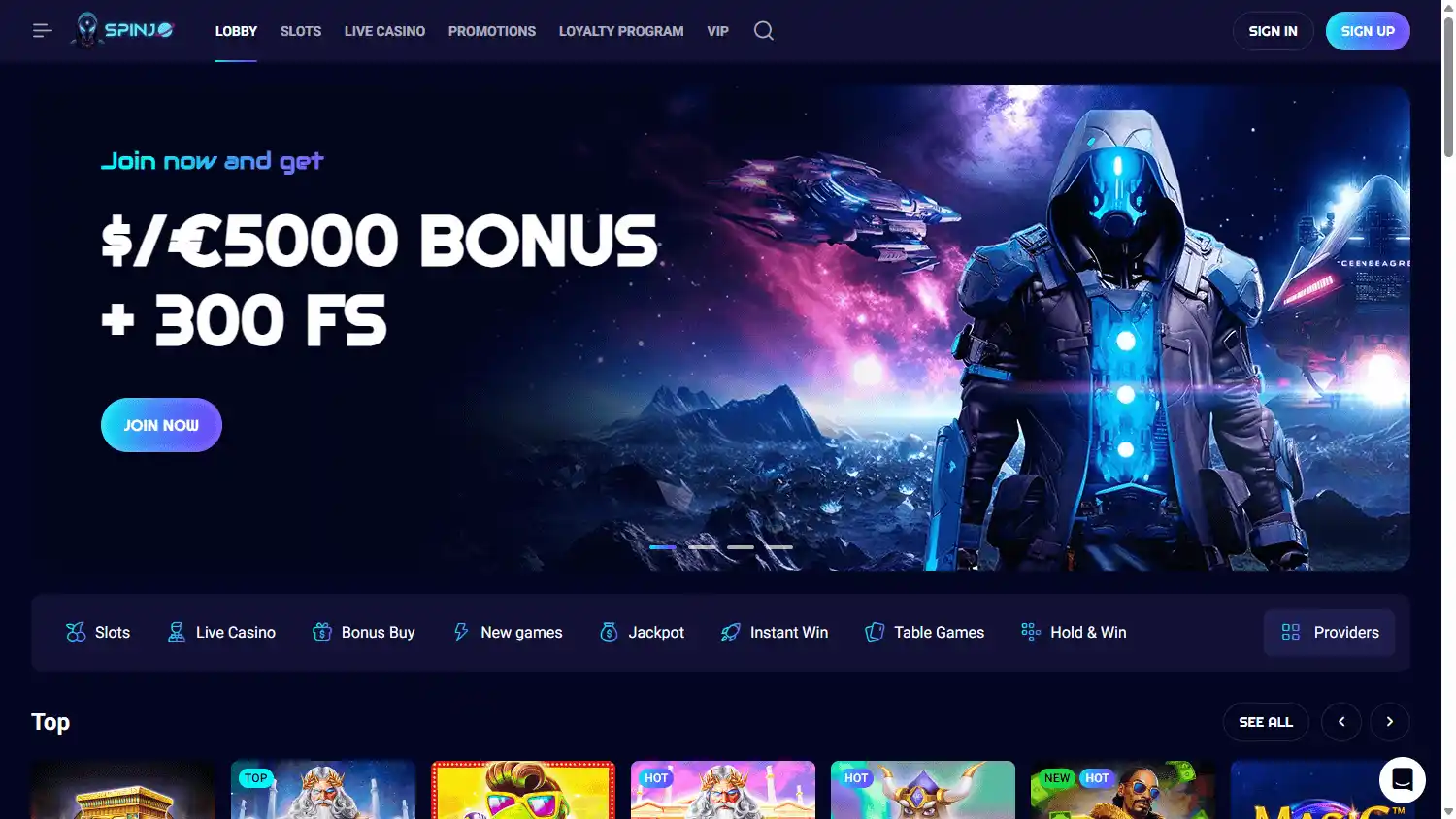SpinJo Casino screenshot 1
