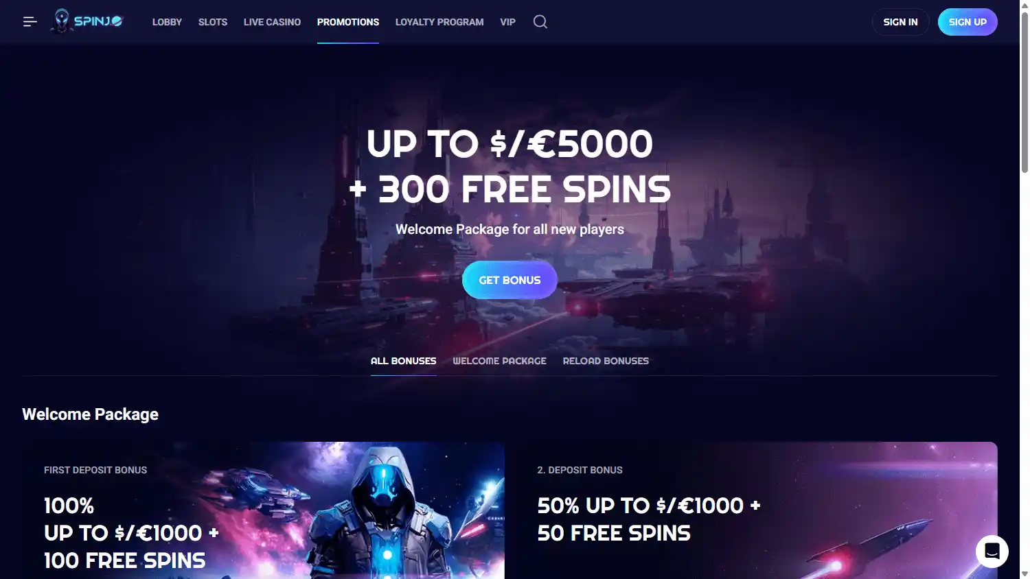 SpinJo Casino screenshot 3