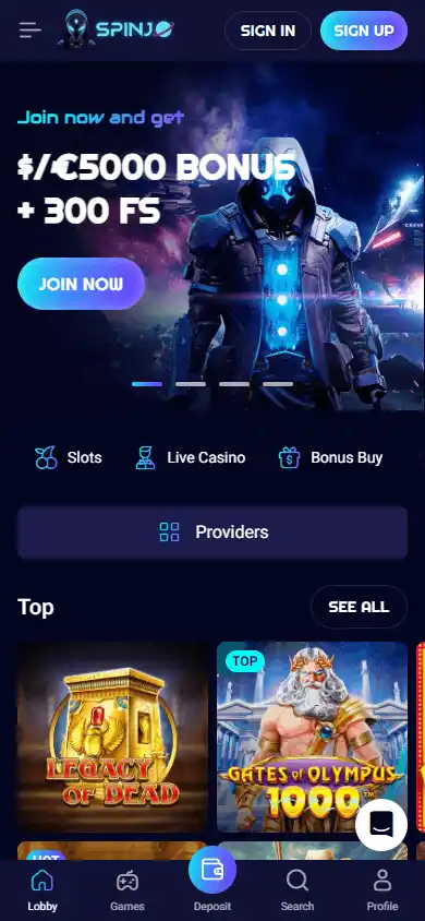 SpinJo Casino screenshot 4