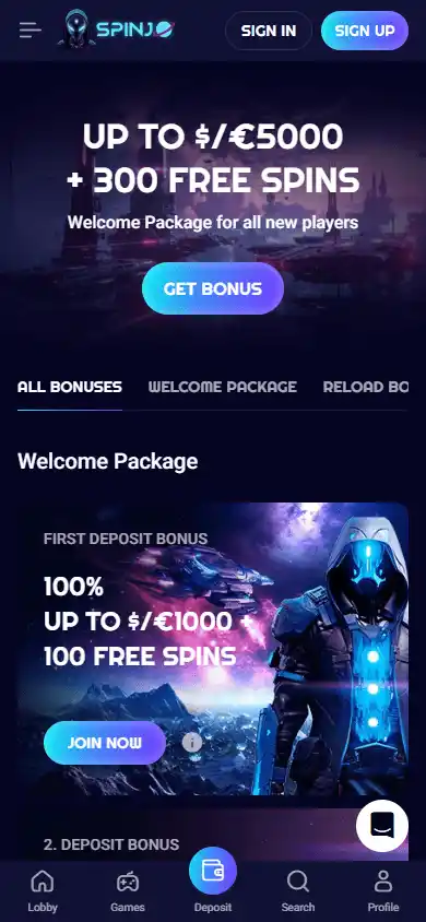 SpinJo Casino screenshot 6