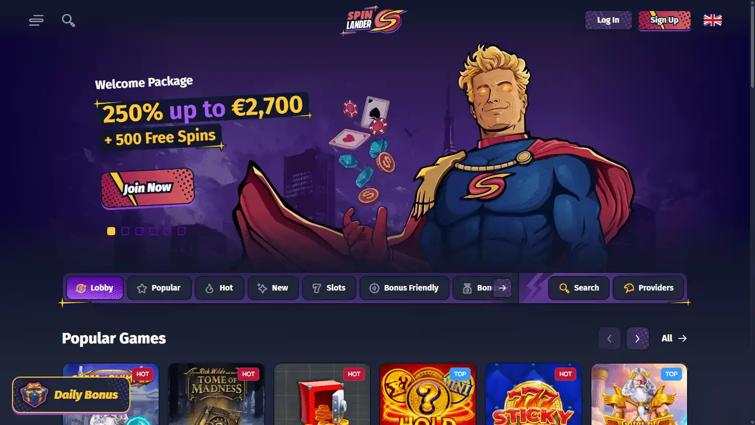 SpinLander Casino screenshot 1