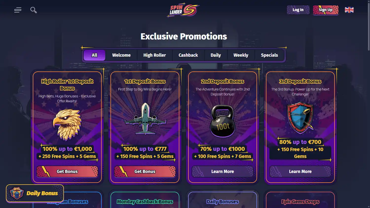 SpinLander Casino screenshot 3