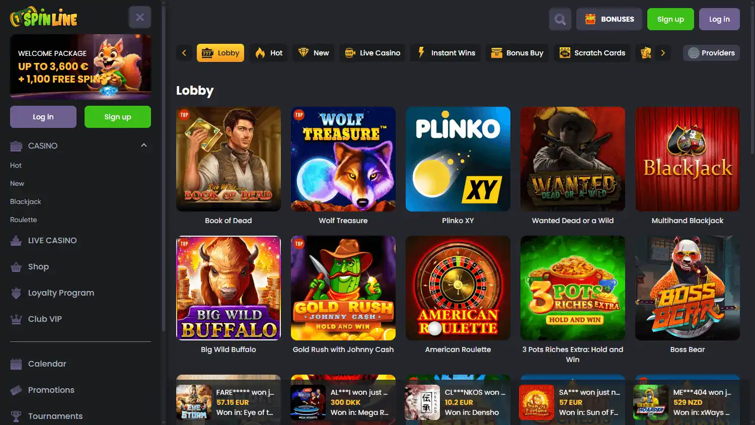 Spinline Casino screenshot 2