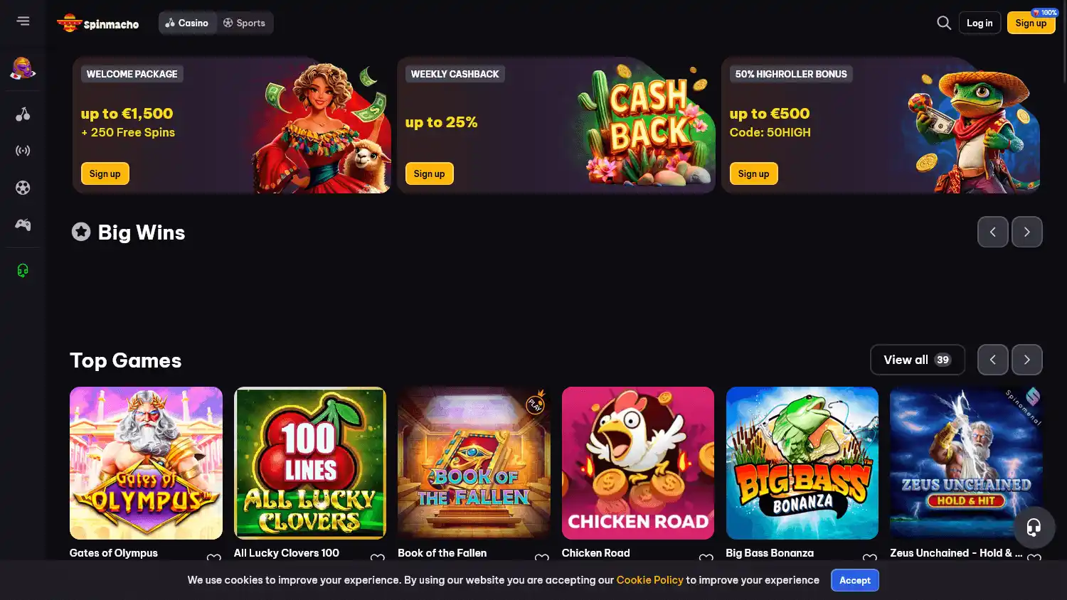 Spinmacho Casino screenshot 1