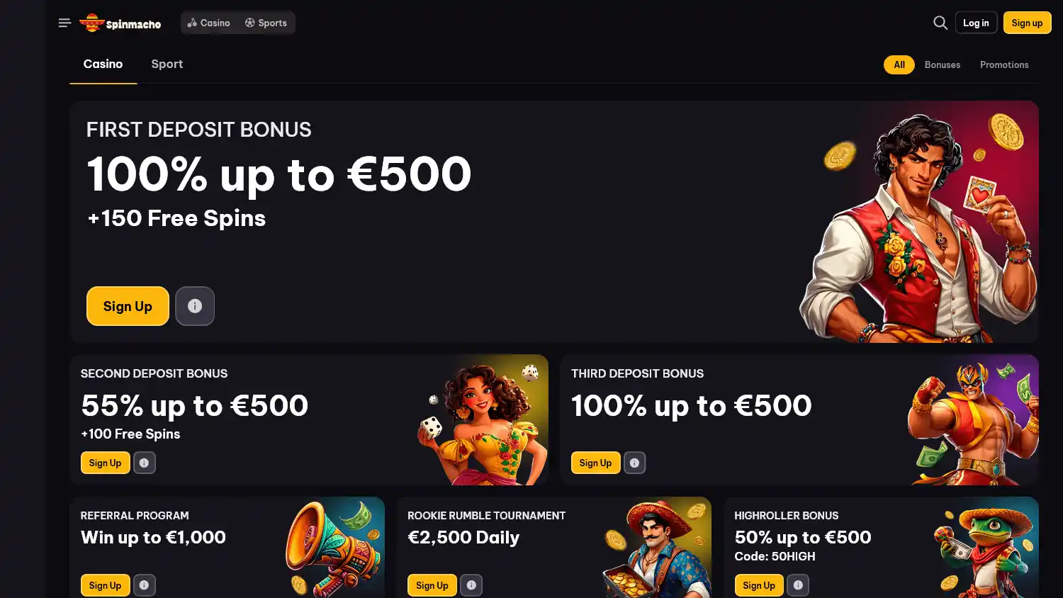 Spinmacho Casino screenshot 2